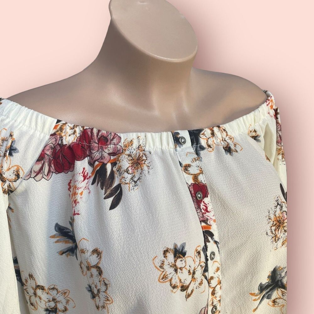 Umgee Womens Oversized Large Floral Bell Sleeve Off Shoulder Boho Cottage - Picture 12 of 15